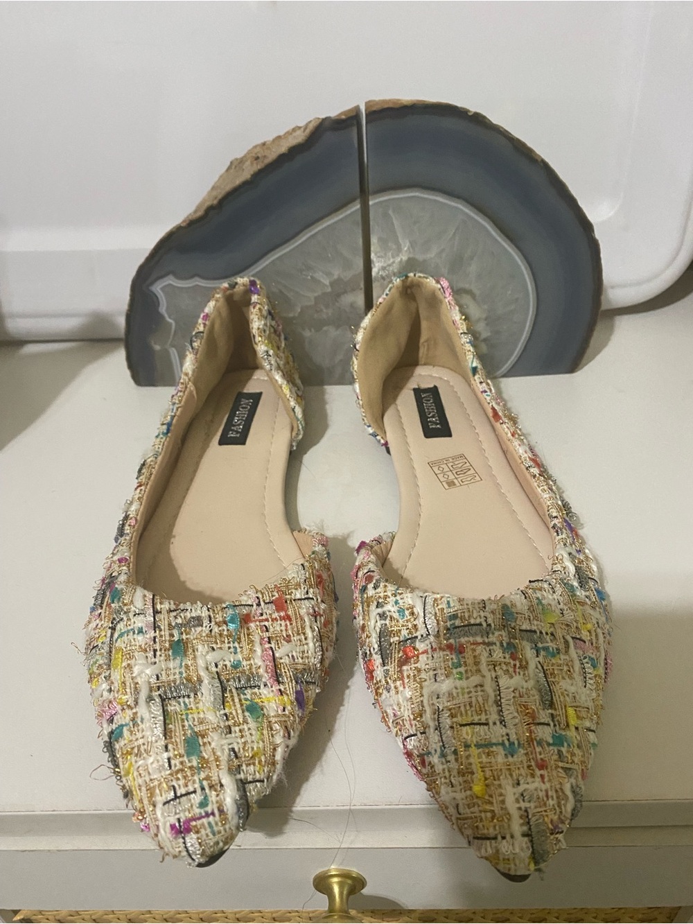 Fashion Nova Multi-Color Tweed Pointed Flats